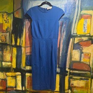 Diane von Furstenberg Helen cap sleeve sheath deep teal Blue Sz 0 Retail $365